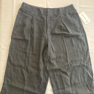 Athleta Plus‑Size Dark Charcoal Linen Pull‑On Wide‑Leg Pants - Size 18